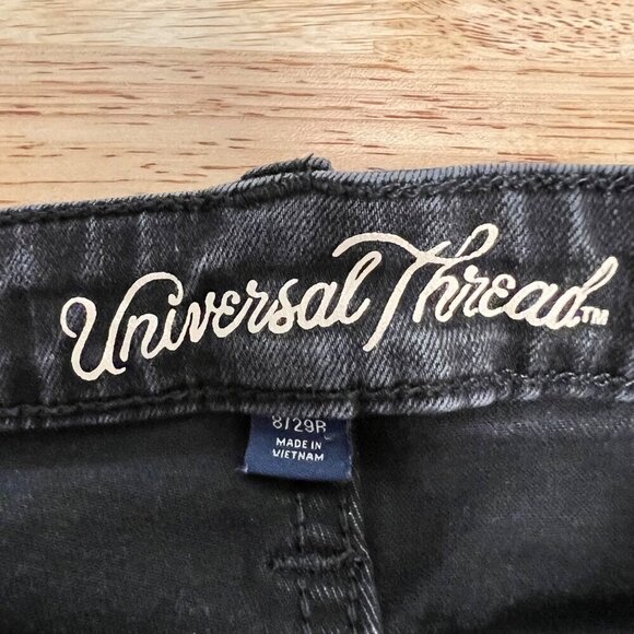 Universal Thread Distressed Skinny Jeans Womens Size 8/29 Faded Black Raw Hem - Picture 8 of 9